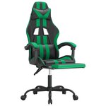 vidaXL Chaise de jeu pivotante et repose-pied Noir et vert Similicuir