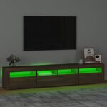 vidaXL Meuble TV avec lumières LED Chêne marron 210x35x40 cm