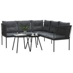 vidaXL Ensemble de canapés de jardin et coussins noir acier textilène