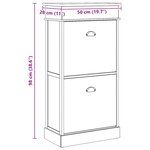 vidaXL Armoire à chaussures Gris 50 x 28 x 98 cm Bois de Paulownia
