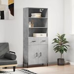 vidaXL Buffet haut Gris béton 69 5x34x180 cm Bois d'ingénierie
