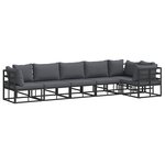 vidaXL Ensemble de canapé de jardin avec coussin 6 Pièces Noir Aluminium