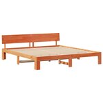 vidaXL Cadre de lit avec tête de lit Brun cire 200 x 200 cm Pin massif