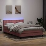vidaXL Sommier à lattes de lit avec matelas et LED rose 160x210 cm velours