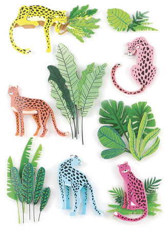 9 Stickers Pantheres Jungle Effet 3D 50mm