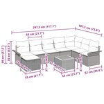 vidaXL Ensemble de canapé de jardin avec coussin 9 Pièces Noir Poly rotin