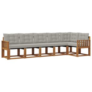 vidaXL Ensemble de canapés d'extérieur 6 Pièces Gris Naturel et Clair