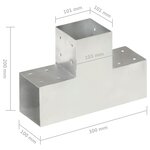 vidaXL Connecteur de poteau Forme en T Métal galvanisé 101x101 mm
