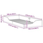vidaXL Cadre de lit surélevé Marron 100 x 210 cm Bois massif en pin