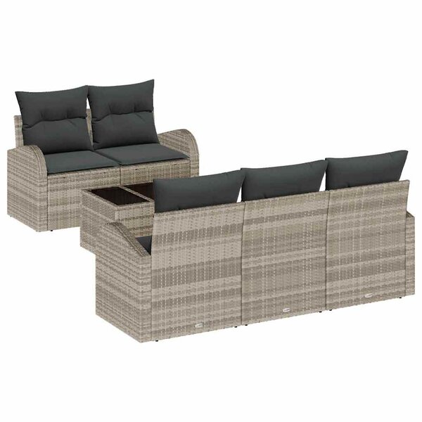 vidaXL Ensemble de canapé de jardin 6 Pièces Gris clair 55 x 55 x 37 cm