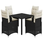vidaXL Ensemble de bistro de jardin 5 Pièces coussins noir poly rotin