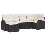 vidaXL Ensemble de canapé de jardin avec coussin 6 Pièces Noir Poly rotin