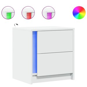 vidaXL Armoire de chevet avec lumières LED blanc bois d'ingénierie