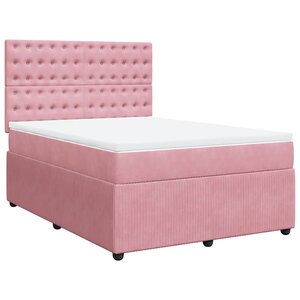 vidaXL Sommier à lattes de lit avec matelas Rose 160x200 cm Velours