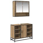 vidaXL Ensemble de mobilier de salle de bain 2 Pièces Chêne artisanal