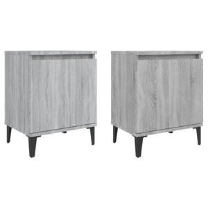 vidaXL Tables de chevet avec pieds en métal sonoma gris 40x30x50 cm