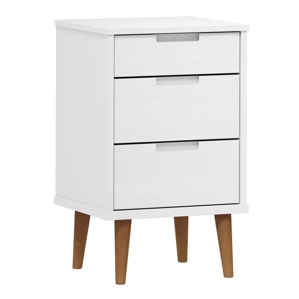 vidaXL Table de chevet MOLDE Blanc 40x35x65 cm Bois de pin massif