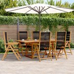 vidaXL Ensemble à Manger de jardin 7Pièces noir polypropylène bois massif