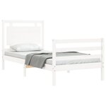 vidaXL Cadre de lit avec tête de lit blanc petit simple bois massif