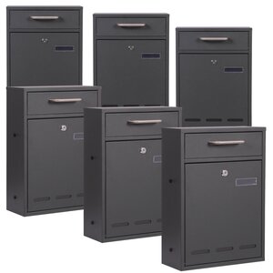 Bloc de 6 boîtes aux lettres murales v53 anthracite clés porte-nom