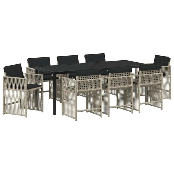 vidaXL Ensemble de salle à manger pour jardin 9 Pièces Gris clair
