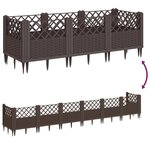 vidaXL Jardinière avec piquets marron 123 5x43 5x43 5 cm PP