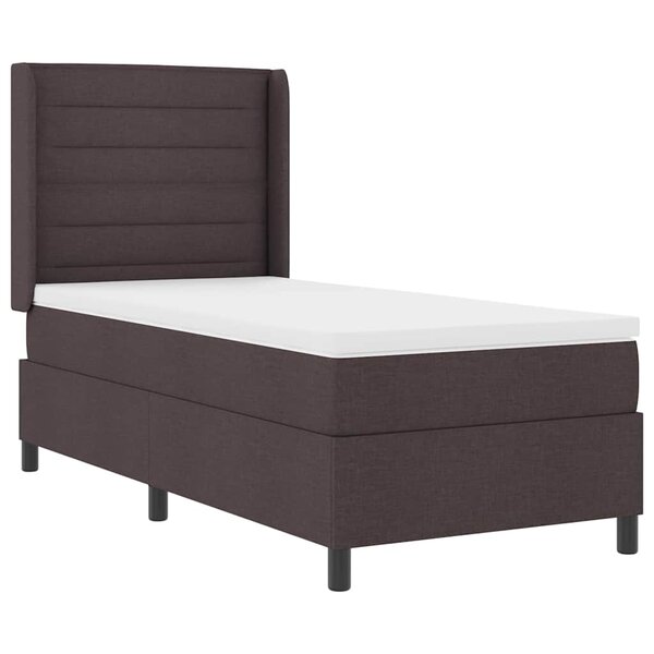 vidaXL Lit à ressort LED avec matelas Marron foncé 100 x 200 cm tissu