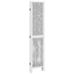 vidaXL Cloison de séparation 5 panneaux blanc bois de paulownia massif