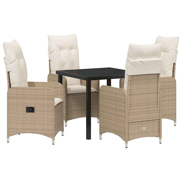 vidaXL Ensemble de salle à manger pour jardin 5 Pièces Beige Poly rotin