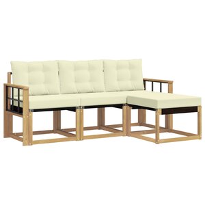 vidaXL Ensemble de canapés d'extérieur 4 Pièces Blanc et crème
