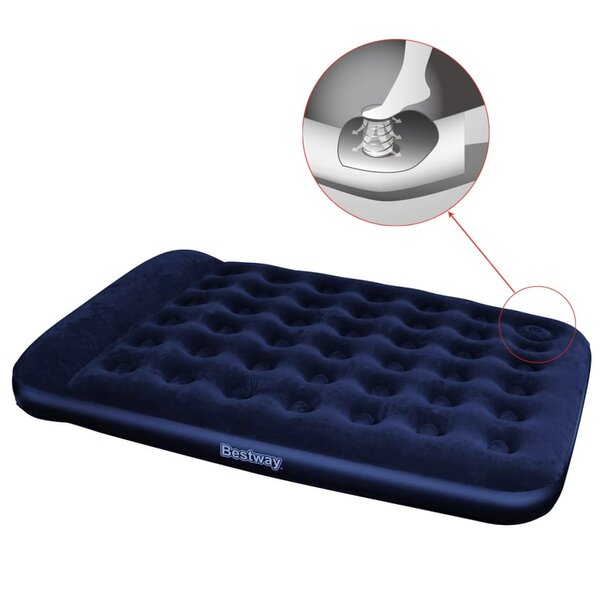 Bestway Lit gonflable floqué avec pompe à pied intégrée 203x152x28 cm