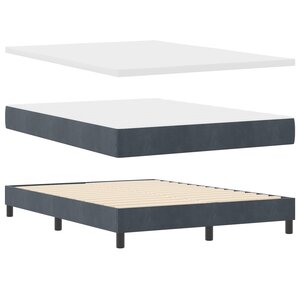 Lit avec sommier à ressorts vidaXL et matelas gris foncé 140x190 cm en velours