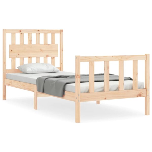 vidaXL Cadre de lit avec tête de lit 90x200 cm bois massif