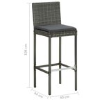 vidaXL Ensemble de bar de jardin 9 Pièces et coussins Résine tressée Gris