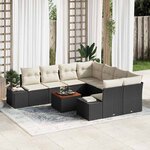 vidaXL Ensemble de canapé de jardin 9 Pièces Noir  blanc