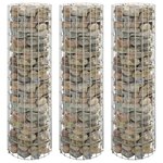 vidaXL Lit surélevé à gabion circulaire 3Pièces Acier galvanisé Ø30x100cm