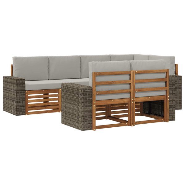 vidaXL Ensemble de canapé d'angle 7 Pièces Naturel et gris clair