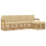 vidaXL Ensemble de canapés d'extérieur 5 Pièces Blanc et Beige