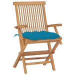 vidaXL Chaises de jardin 2 Pièces avec coussins bleu clair Teck massif