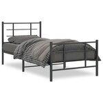 vidaXL Cadre de lit métal sans matelas avec pied de lit noir 90x190 cm