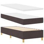 Lit à ressorts vidaXL avec matelas et LED Brun foncé 80x200 cm Tissu