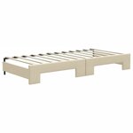 vidaXL Lit de jour avec gigogne et matelas crème 90x200 cm tissu