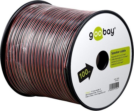 Bobine de câble haut-parleur Goobay 2x 2,5 mm² 100m (Noir/Rouge