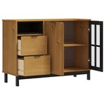vidaXL Buffet avec porte vitrée FLAM 110x40x80 cm bois massif de pin