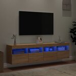 vidaXL Meubles TV muraux lumières LED 2 Pièces chêne sonoma 80x30x40 cm