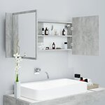 vidaXL Armoire de salle de bain à miroir LED Gris béton Acrylique