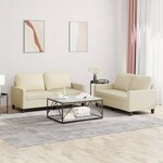 vidaXL Ensemble de canapés 2 Pièces avec coussins Crème Similicuir