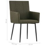 vidaXL Chaises à manger avec accoudoirs lot de 2 marron tissu