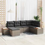 vidaXL Ensemble de canapé de jardin avec coussin 6 Pièces Gris Poly rotin