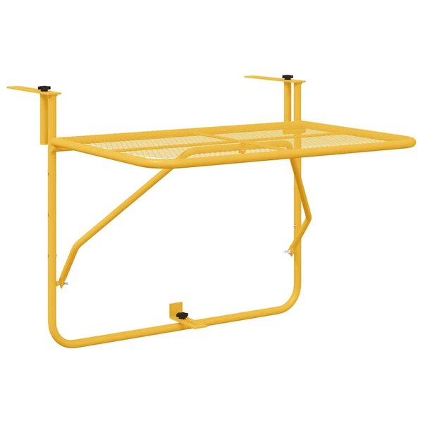vidaXL Table Suspendue de Balcon Moutarde 60 x 39 x 65 cm Acier